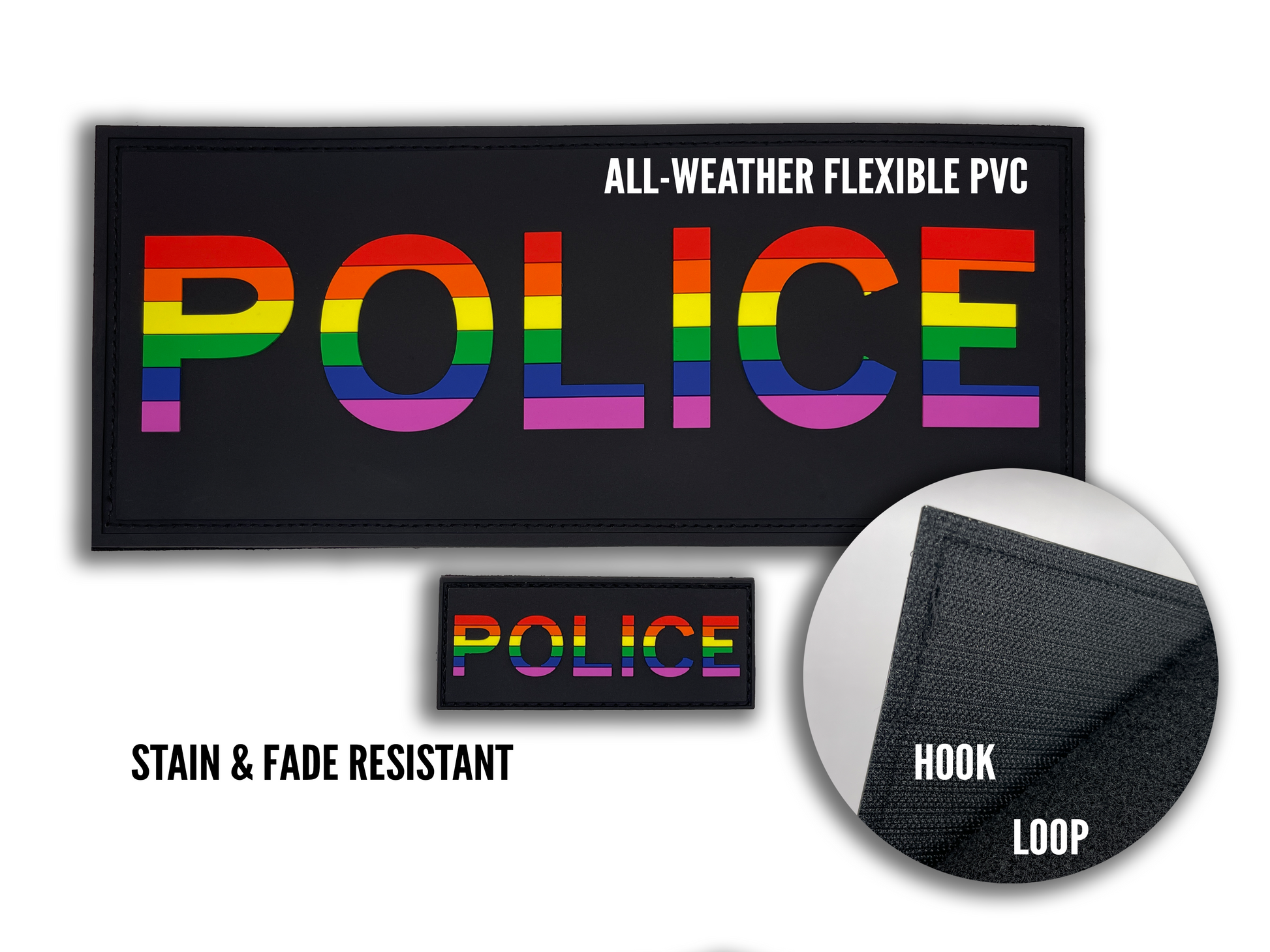 Pride Police VELCRO® PVC All-Weather Rainbow Patch Set